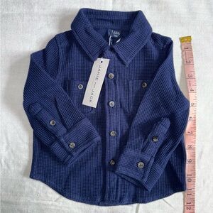 NWT Janie and Jack Navy Button Down Shirt, 6 - 12 mos